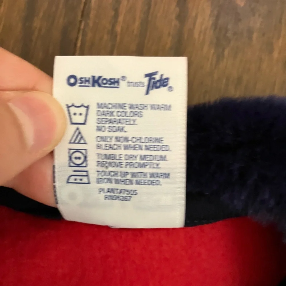 Vintage 2000s OshKosh B'gosh Red Fleece Coat with Navy Fur Collar